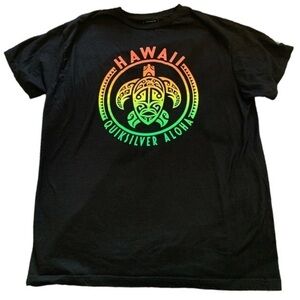 Quicksilver Black Graphic Shirt Hawaii Aloha Surf Boarder Size XL EUC #6715